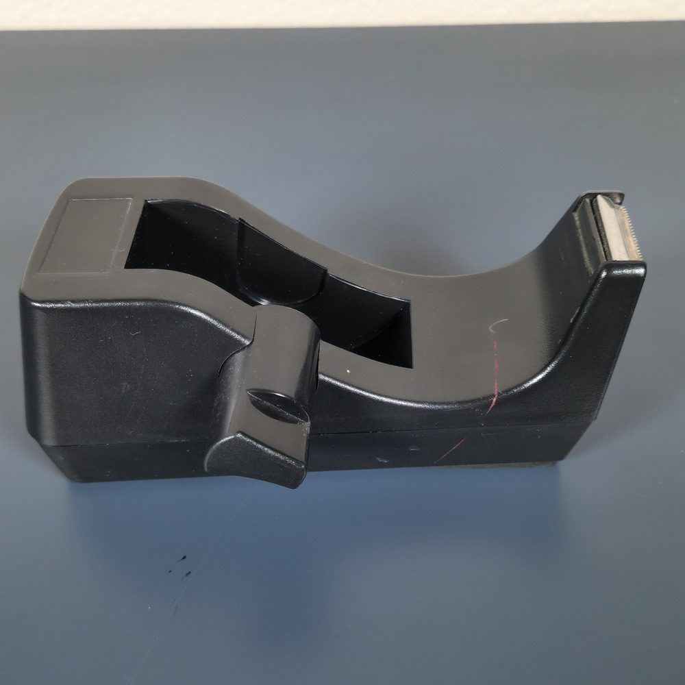 Vintage Style Weighted Desktop Tape Dispenser Black Plastic Office Desk Supply